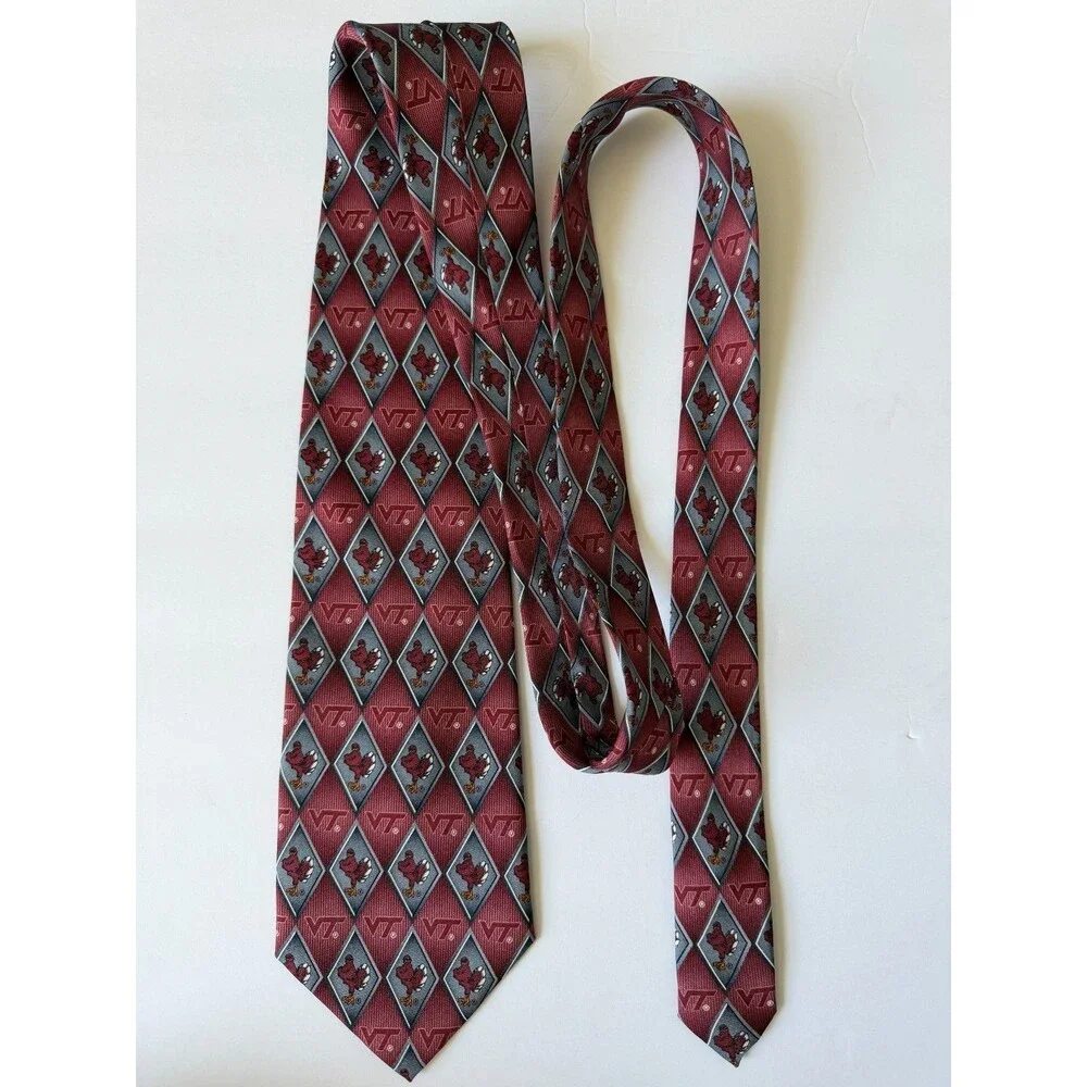 Eagle Neckwear VT Virginia Tech‎ Silk Tie Red Hokies Logo Novelty Classic
